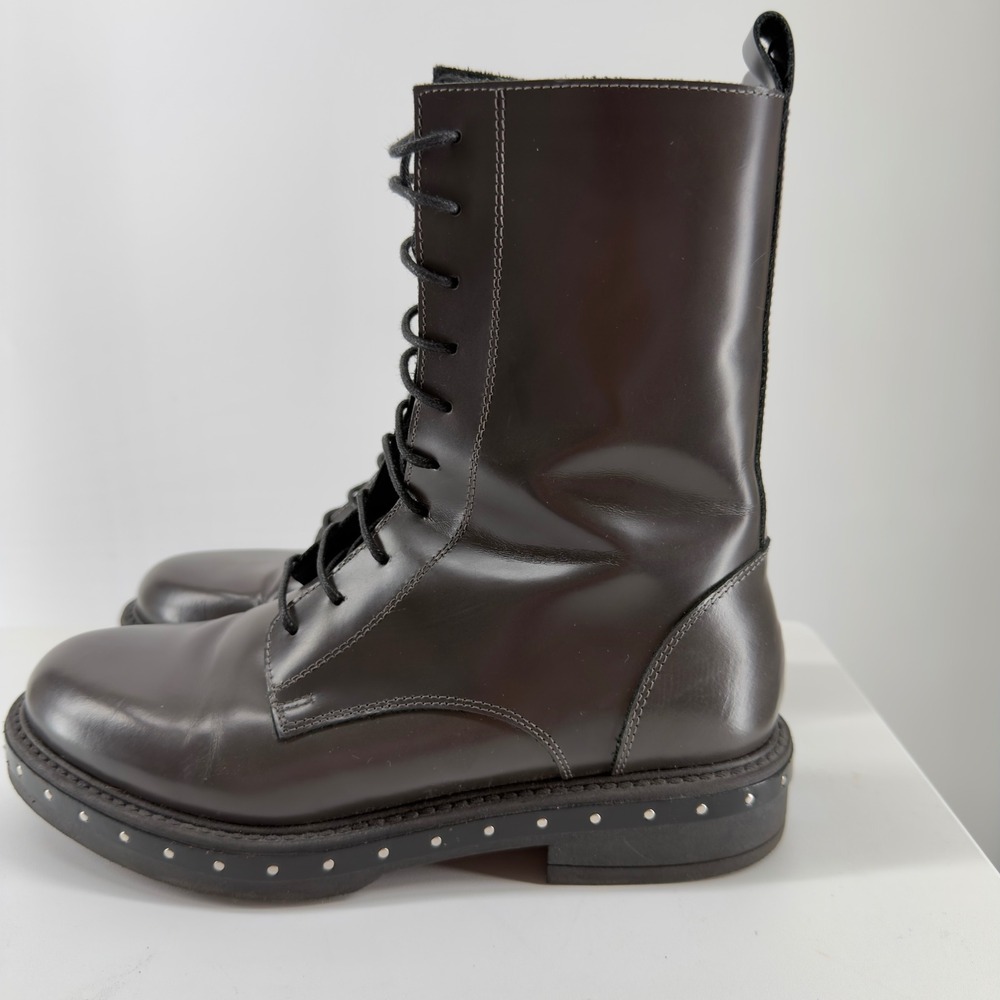 Barney's New York Taupe Lace Up Combat Boots Size 35 - Picture 2 of 8